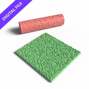 Rodillo de textura para caligrafía árabe: archivo STL imprimible en 3D para arcilla, manualidades y repostería