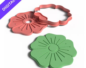 Flower Cookie Cutter and Stamp Set: 3D Printable Floral Baking (STL File)