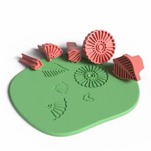 Floral Texture Stamp Set – 3D Printable STL for Botanical Baking and Crafts