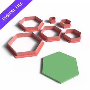 Juego de cortadores de galletas hexagonales: archivo STL imprimible en 3D para repostería, manualidades y proyectos geométricos