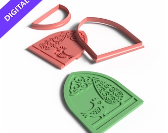 Bird and Tree Clay Cutter & Stamp Set: Arch Window Design (3D Printable STL File)