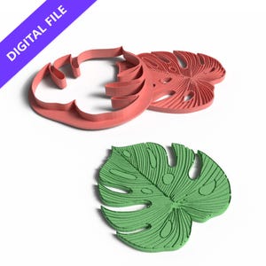 Monstera Leaf Cookie Cutter and Stamp Set: 3D Printable STL File