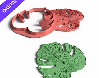 Monstera Leaf Cookie Cutter and Stamp Set: 3D Printable STL File
