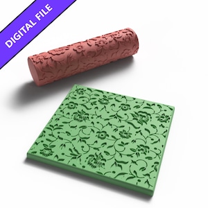 Rodillo de textura floral: archivo OBJ imprimible en 3D para arcilla polimérica y cerámica