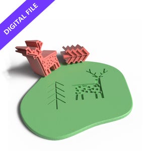 Set de sellos de arcilla de ciervo y hoja: archivos STL imprimibles en 3D para arcilla polimérica y cerámica
