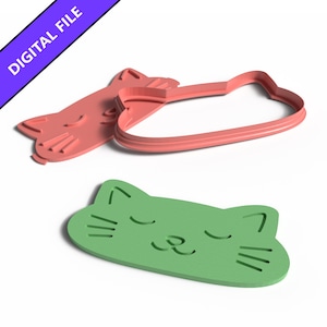 Cat Face Clay Cutter and Stamp Set: DIY 3D Printable STL (Digital Download)