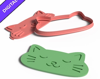 Cat Face Clay Cutter and Stamp Set: DIY 3D Printable STL (Digital Download)