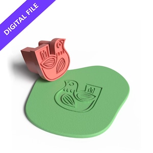 Bird Clay Stamp STL File – 3D Printable Digital Download for Polymer Clay & Pottery