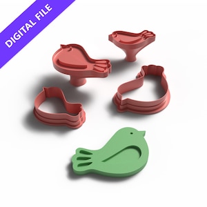 Minimal Bird Clay Cutter & Embosser Set – STL File