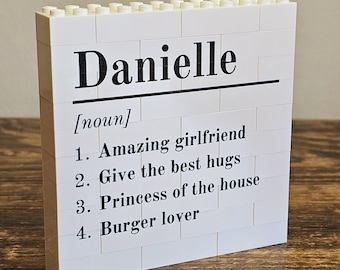 Personalised "Name Definition Meaning" Printed on LEGO® Bricks Perfect Custom Gift for Her, Him, Mum, Dad, Birthday, Friend