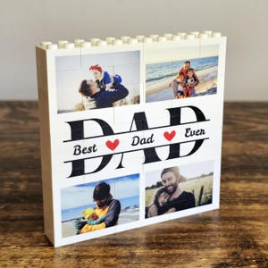 Personalised "Best Dad Ever" LEGO® Brick Photo block, Gift for Dad, White, Building Block, Puzzle, Him, Dad, Father's Day, Father, Cute