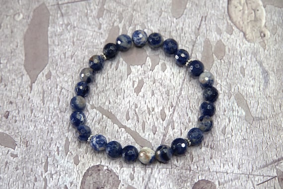Faceted Sodalite Beaded Bracelet | Intuition & Clarity Gemstone Jewelry | Handmade Bracelet