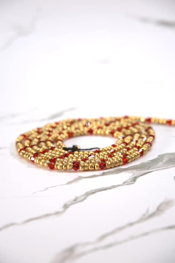 Red and Gold|Elegance and Empowerment Waistbeads| Traditional Waistbeads| Removable Waistbeads| Plus size Waistbeads