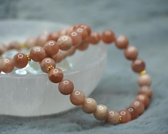 Moonstone Beaded Bracelet | Intuition & Healing Gemstone Jewelry | Handmade Bracelet