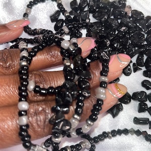 Protection Waistbeads with Obsidian Gemstone| Traditional Waistbeads| Removable Waistbeads| Plus size Waistbeads