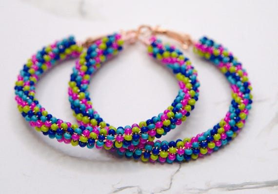 Spiral Beaded Hoop Earrings – Hypoallergenic, Lightweight & Customizable