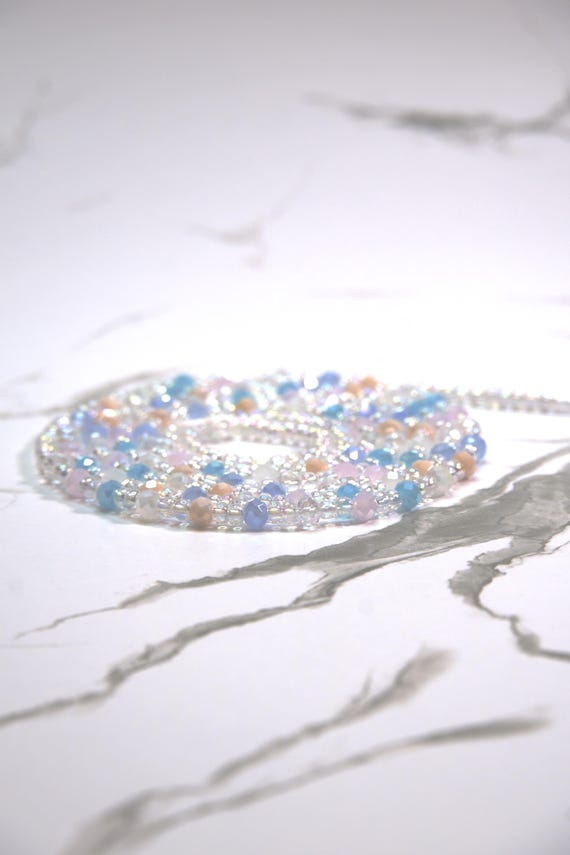 Pastel Dream Waist Beads – Rainbow Clear & Soft Crystal Elegance|Traditional Tie On| Plus Size Waistbeads