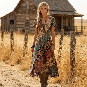 boho hippie long dress Maxi flowy gypsy boho dresses