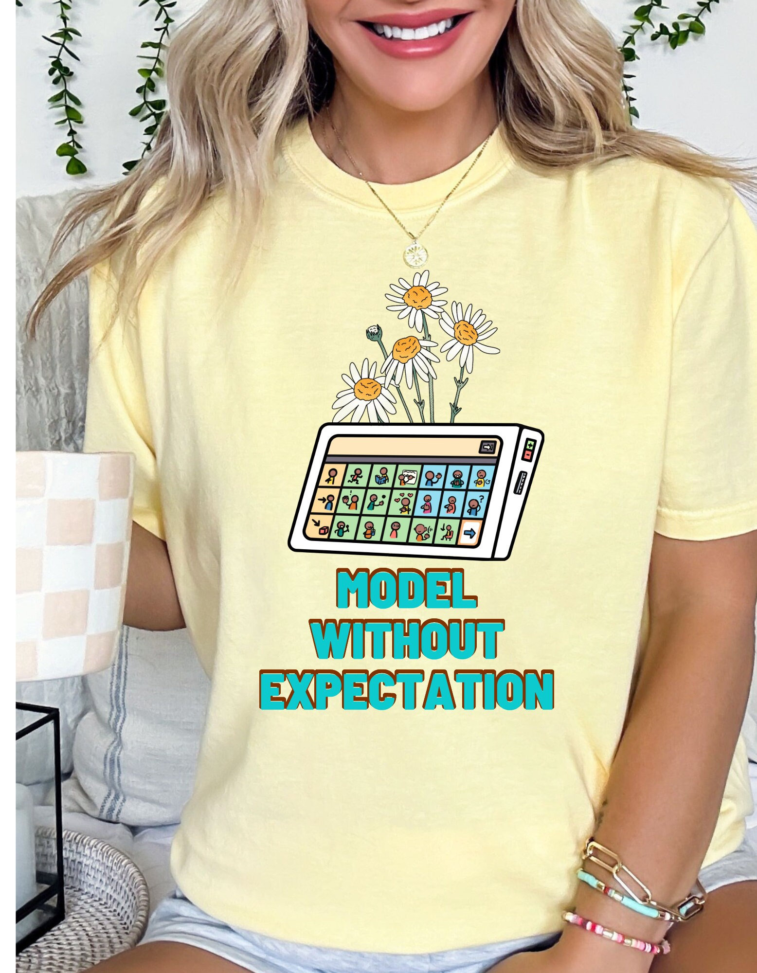 Model Without Expectation comfort colors t shirt AAC t shirt slp AAC t shirt AAC modeling t Shirt