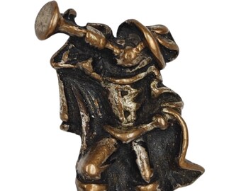 Ancienne petite figurine de musicien en bronze antique originale