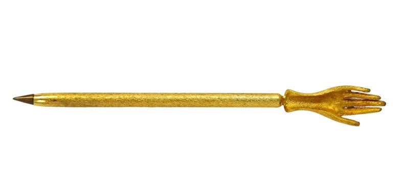 Bras pour stylo à bille vintage avec forme de main dorée image 2