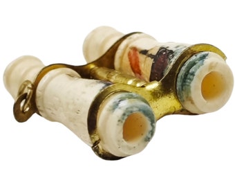 old painted miniature binoculars vintage jewel pendant charm