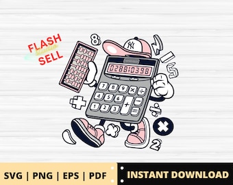 Kalkulator z kreskówek SVG, pakiet clipartów dla nauczycieli matematyki (pobieranie cyfrowe)