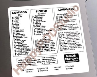 Mac OS Shortcut Keyboard Sticker - Vinyl Decal Guide