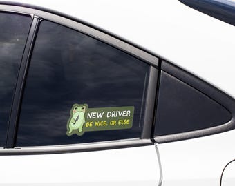 Funny Frog Car Sticker – New Driver Humor Decal, Waterproof Vinyl