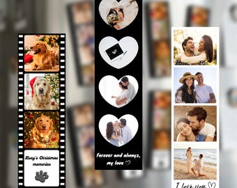 Personalized Photo Strip Magnet – Custom Film Strip Fridge Magnet, Family & Couple Memory Keepsake Gift