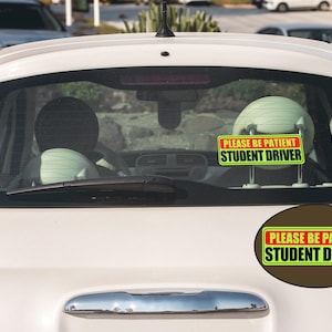 Security Car Decals "PLEASE BE PATIENT" Magnetic Car Bumper Sticker - Yellow Safety Message Decal By Zone Tech Parking Permit Sticker - Foto 8
