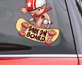 Skater Baby on Board Sticker – Fun Vehicle Safety Sign