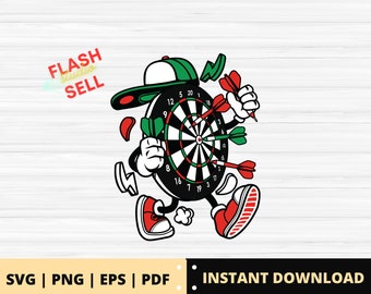 Chodząca tarcza do rzutek SVG, zabawny projekt tarczy (pobranie cyfrowe)