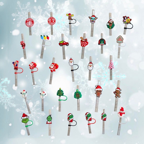 Christmas Straw Toppers, straw buddies, Christmas straw charms,