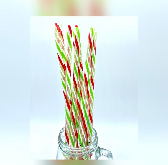 Holiday Stripe 12 Straws Christmas Reusable Straws 40oz Tumbler