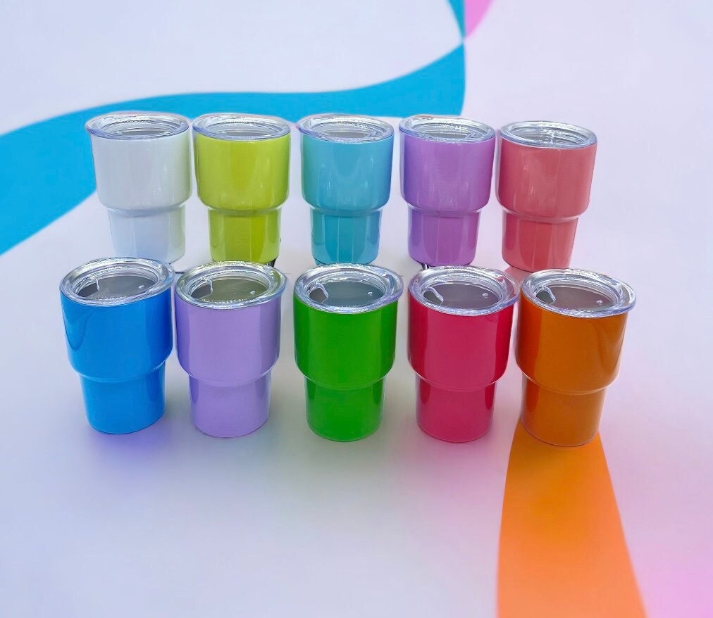 Mini Tumbler Shot Glass with Straw, 2oz Tumbler Shot Glasses, 6 Colors  Metal Mini Tumblers with Lids…See more Mini Tumbler Shot Glass with Straw,  2oz