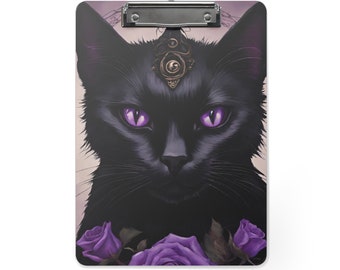Planche à pince chat noir violet