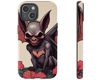 iPhone 15 Bat Hibiscus Flowers Tough Case