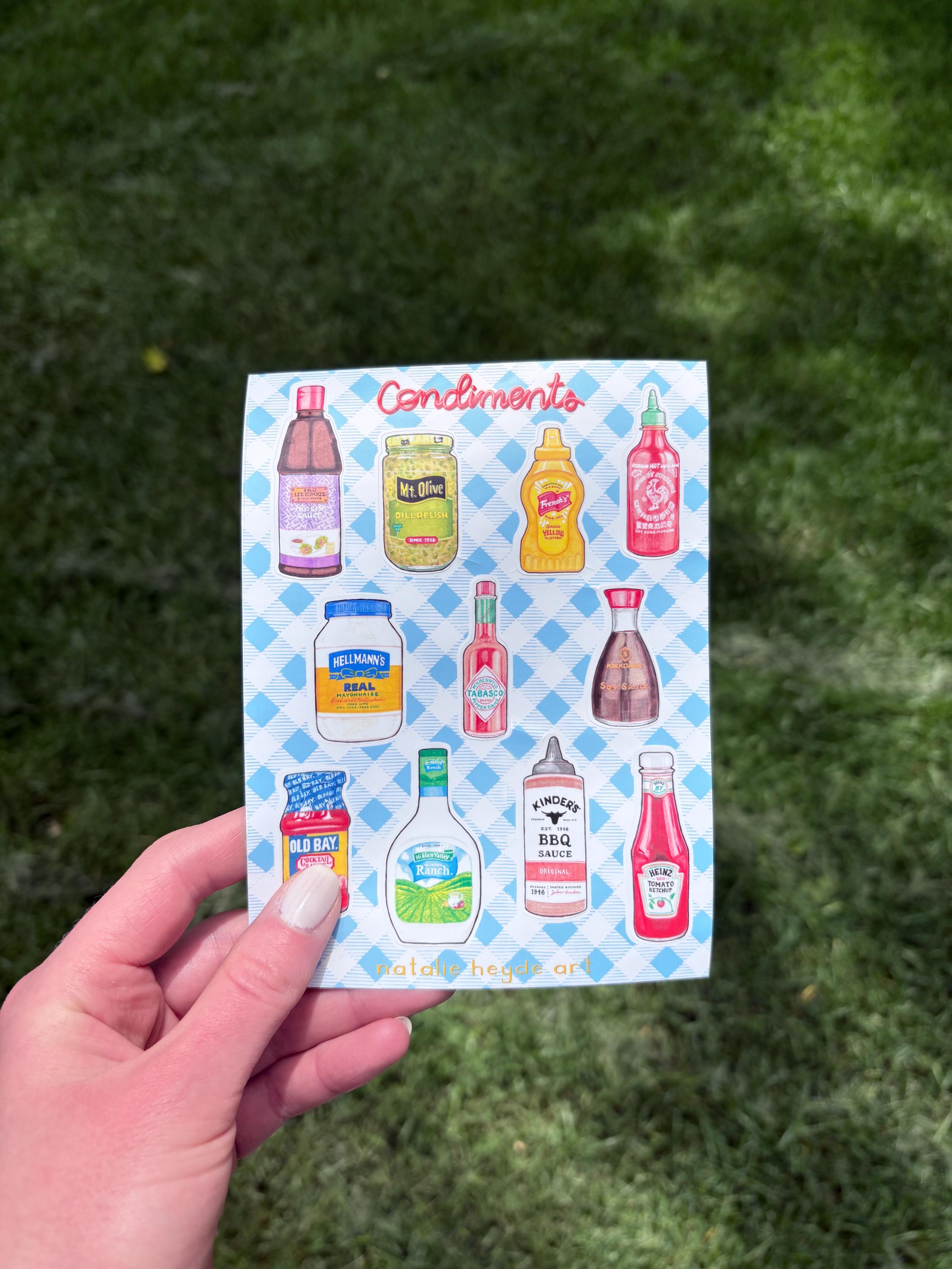 Condiments Sticker Sheet | Summer Food Stickers - Etsy