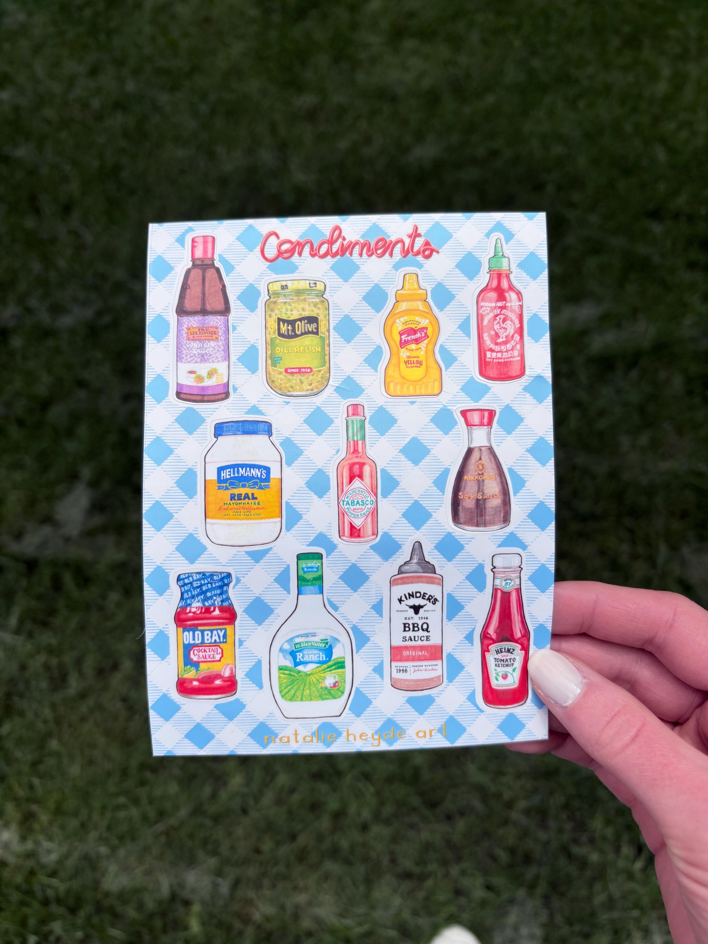 Condiments Sticker Sheet | Summer Food Stickers - Etsy