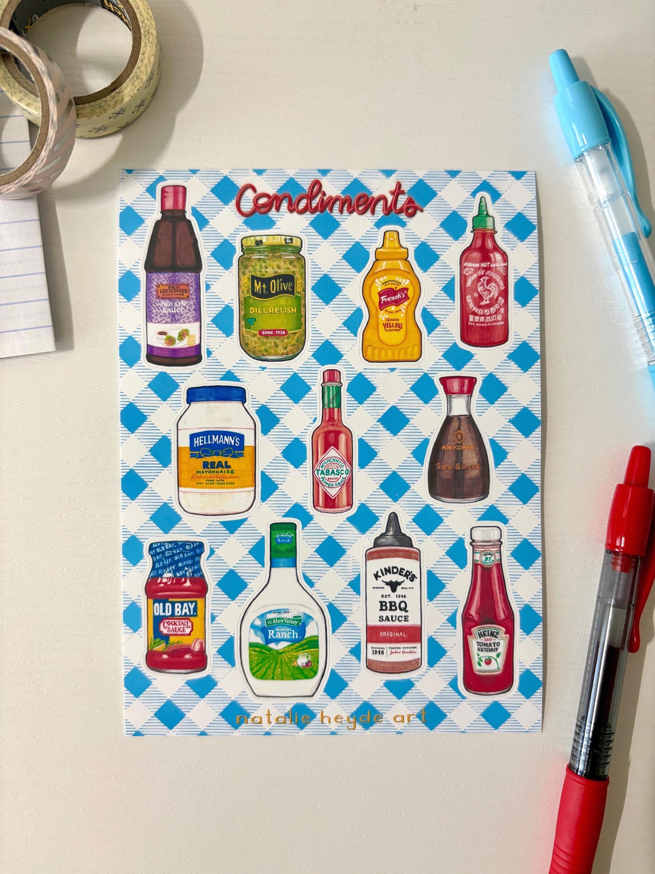 Condiments Sticker Sheet | Summer Food Stickers - Etsy