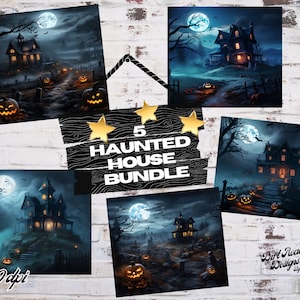 Haunted House 20oz Skinny Sublimation Tumbler Wrap Bundle, Instant Digital Download, Spooky Tumbler designs, Haunted Mansion png