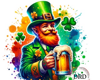 Leprechaun Beer St Patrick's Day Clipart Png, Lucky Png, Irish Sublimation, Retro St Patricks Sublimation Design,Green Beer,Digital Download