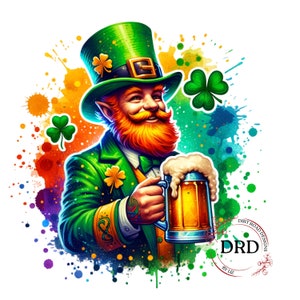 Leprechaun Beer St Patrick&#39;s Day Clipart Png, Lucky Png, Irish Sublimation, Retro St Patricks Sublimation Design,Green Beer,Digital Download