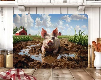 Pig Cutting Board Sublimation Design, Farm Cutting Board Design, Glass Cutting Board PNG, Kitchen Chopping Board File, Farm Png