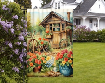 Floral Garden Flag Sublimation Design, 12x18 Garden Flag Digital Download, Welcome Flag Png, Country Flag Design, Spring Floral Garden Flag