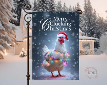 Funny Christmas Chicken Garden Flag Sublimation Design, Funny Farmhouse Porch Decor, Xmas Chicken Yard Flag Template Digital Download Png