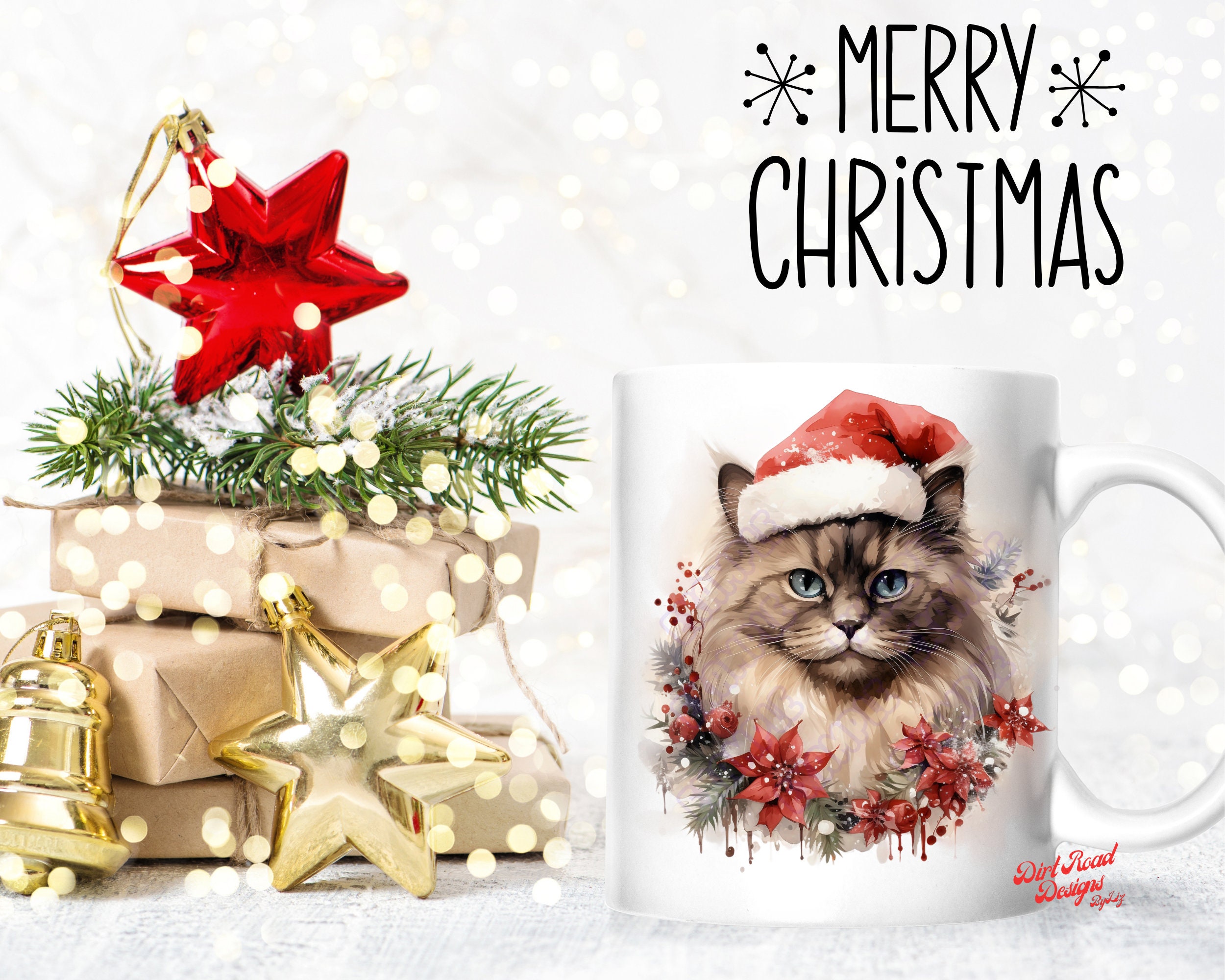 Christmas Cats Watercolor Clipart Bundle, Festive Cat Images, Cat ...
