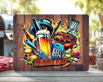 BBQ Master snijplank sublimatieontwerp, grappige Vaderdag snijplank, Vaderdag snijplank png, digitale download png