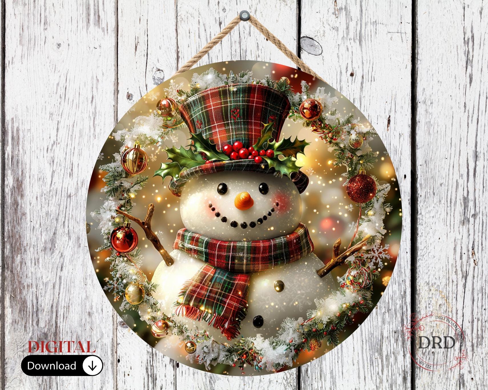 Christmas Snowman Door Hanger PNG & Svg Sublimation Design, Plaid ...